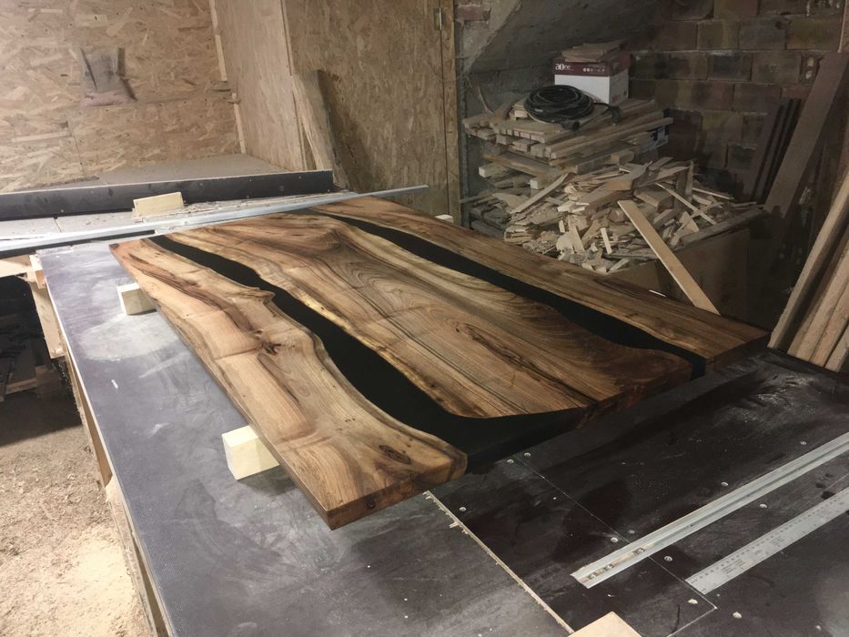 Плот за маса от епоксидна смола и дърво 160/90/4см.