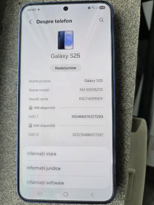 Samsung s25, 12GB ram , 256 GB, ca nou