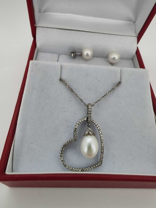 set aur 14k Colier si cercei cu perle