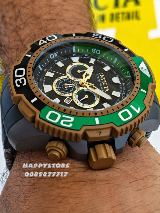 INVICTA Commandor Titanium green/gold 71 mm, Инвикта нов мъжки часовник