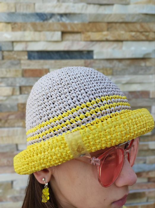 Панама в сетку вязаная из Рафии