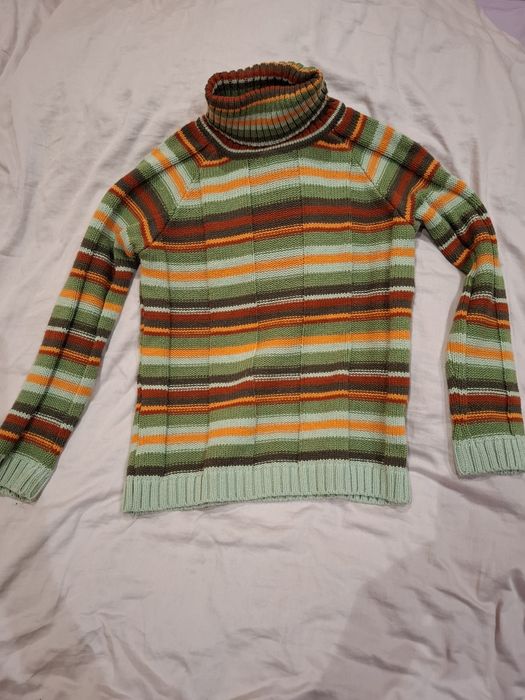 Зелен шарен дамски пуловер