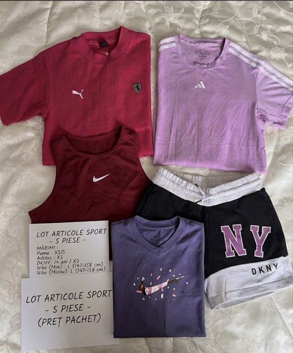 Lot 5 haine sport fete (Nike, Adidas, Puma, DKNY) – 12-14 ani / XS