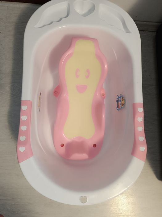 Cadita ergonomica cu suport detasabil Little Mom Sunny Pink, 0-3 ani