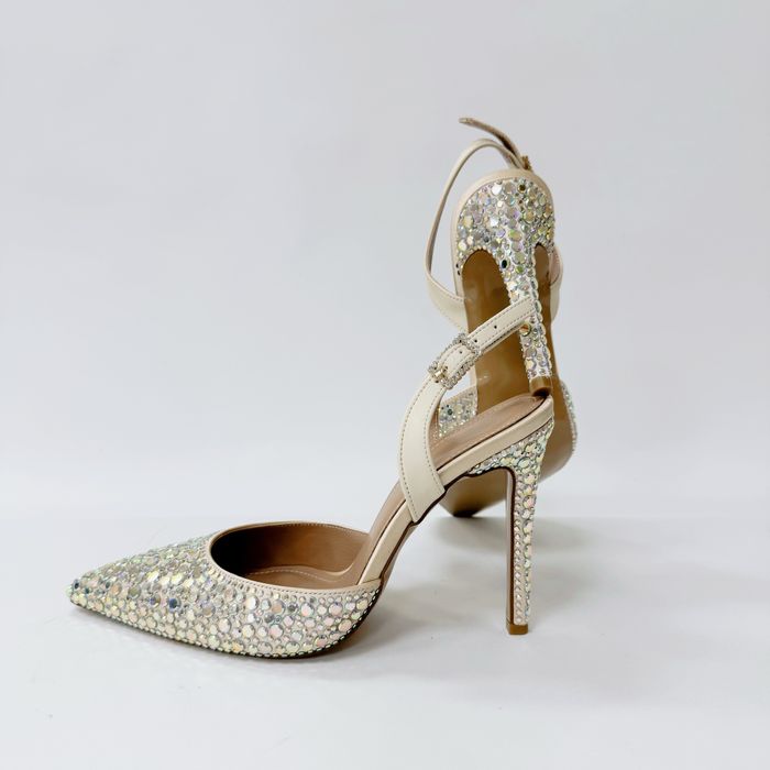 Дамски елегантни обувки на висок ток с камъни