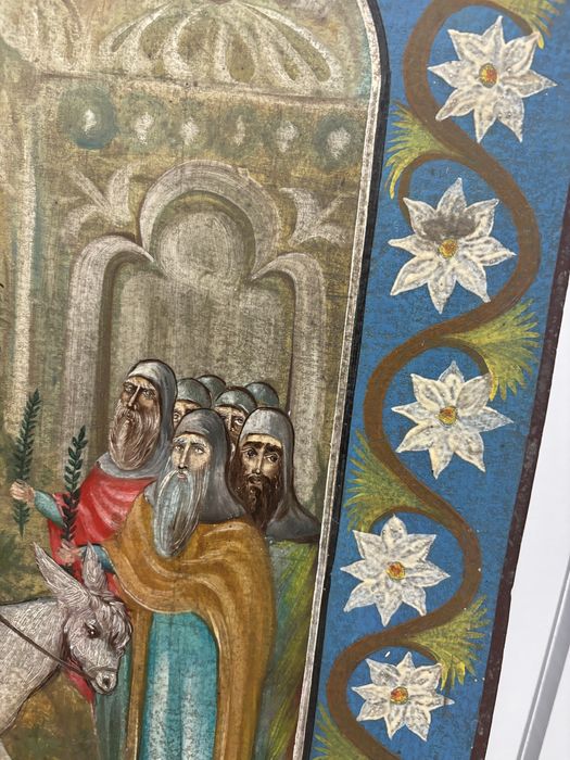 Icoana veche pictata pe lemn, Intrarea Domnului in Ierusalim