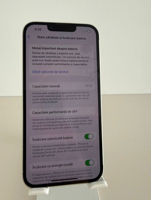 IPhone 13/ 128 GB / 77%/ White  / Cutie + Incarcator