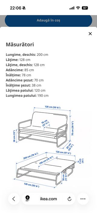 Canapea extensibilă Ikea