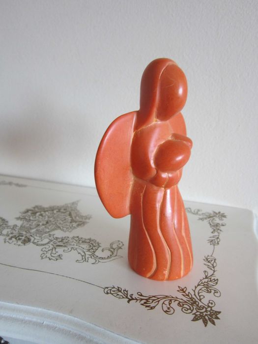 Craciun cadou rar Maria cu Pruncul Sculptura stilizata piatra 1980