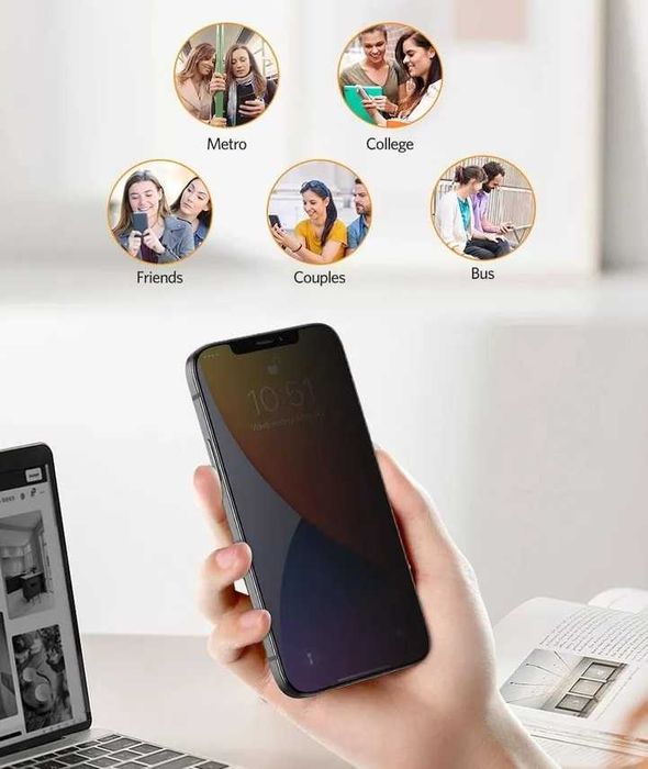 Folie sticla Privacy pentru  Iphone 13 , 13 Mini , 13 Pro , 13 Pro Max