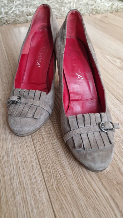 Pantofi piele intoarsa dama, culoare gri