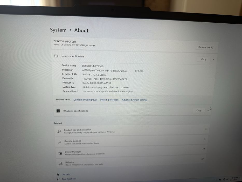 Геймърски лаптоп Asus TUF A17