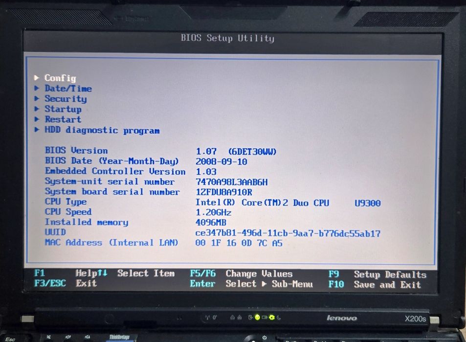 Laptop Lenovo x200s funtional dar cu lipsuri