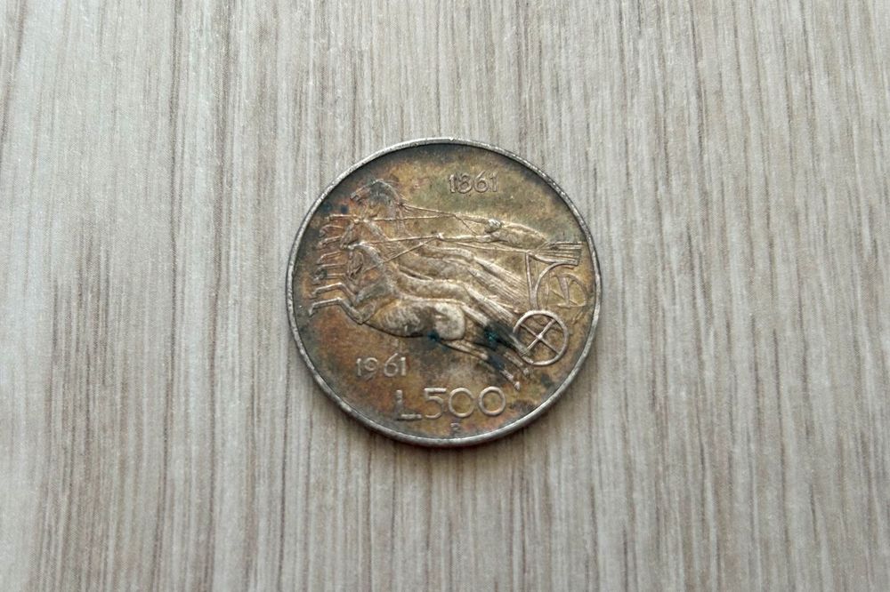 Moneda din argint 835 - 500 Lire 1961 Italia