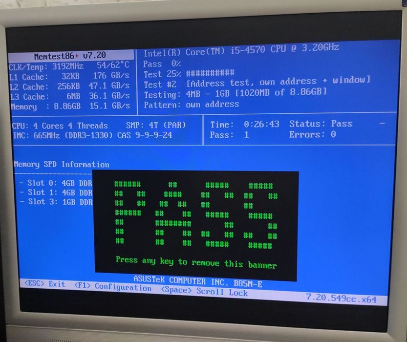 Компютър Intel i5 4570 9GB ddr3 1TB hdd Asus b85m