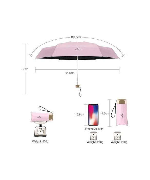Mini umbrela UPF 50+ , Vicloon, disponibul roz ,argintiu  sau galbenă