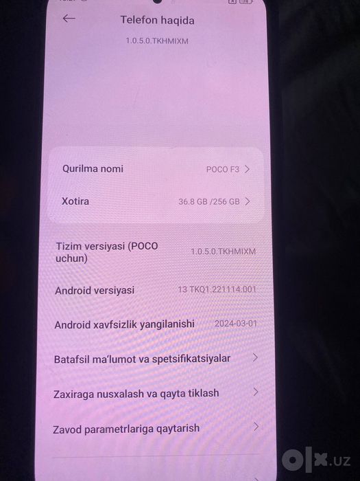 Poco f3 5G usta koʻrmagan