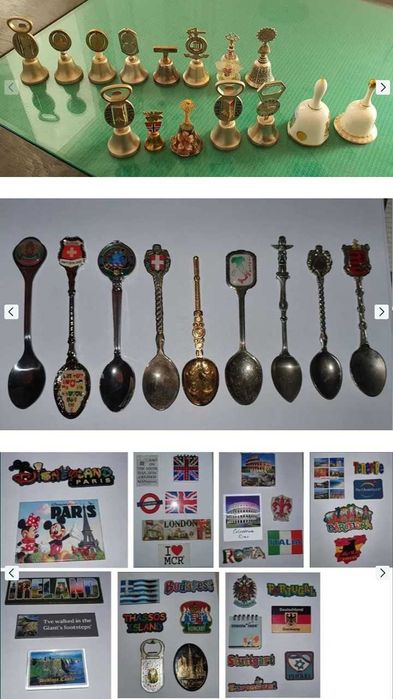 Colectie souveniruri - clopotei + lingurite + magneti frigider