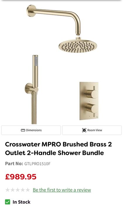 Set dus Crosswater MPRO Brushed Brass 2 Outlet 3-Handle Shower Bundle