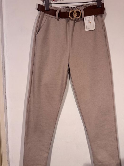 Pantaloni de birou, din vâscoză, eleganți, bej, S, made in Italy