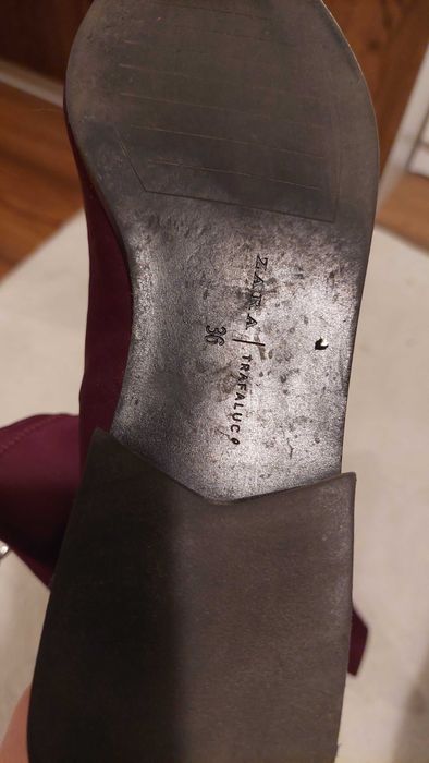 Botine Zara cu varful ascutit, rosu inchis, masura 36