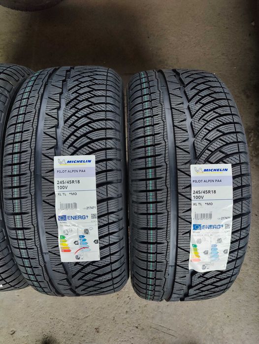 4 Нови зимни гуми 245/45R18 Michelin Pilot Alpin PA4 MO (*) XL 100V M+S 3PMFS с борд