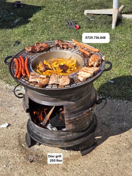 Disc  grătar pentru  prăjit fript,  ceaun  fontă