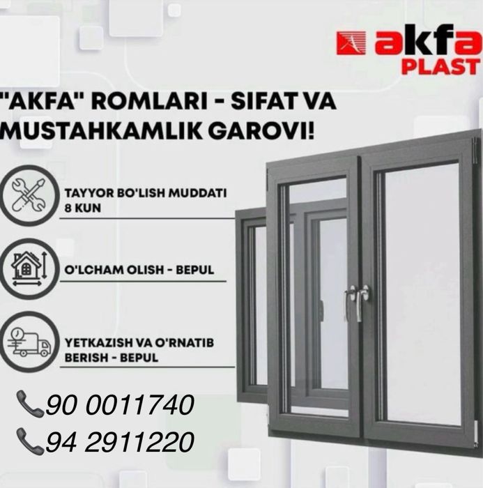 Akfa xizmatlari yasash ustanovka vizif regrovka