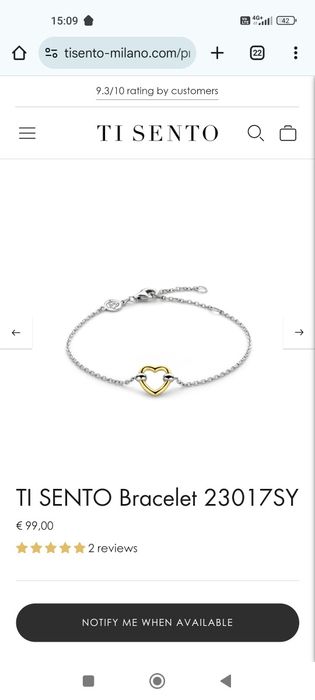 Ti sento сребърен комплект пръстен и гривна