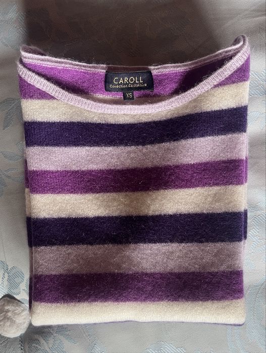 Caroll Paris, pulover 100% cașmir, în dungi, mov