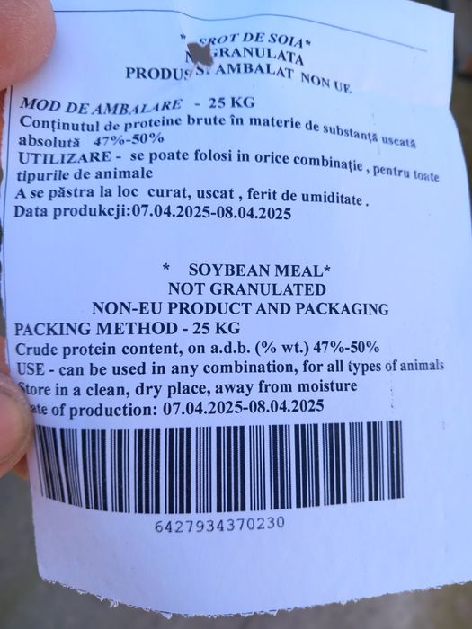 Șrot de soia pentru găini, pui,vaci,porci,purcei