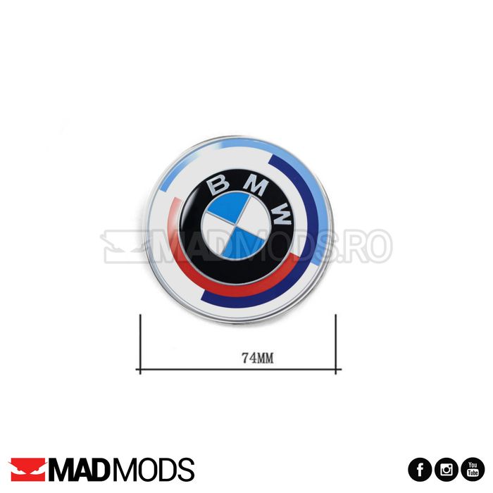 Embleme aniversare BMW 82 / 74 / 45mm capota portbagaj seria 1 2 3 4 5 6 7 8 i X M