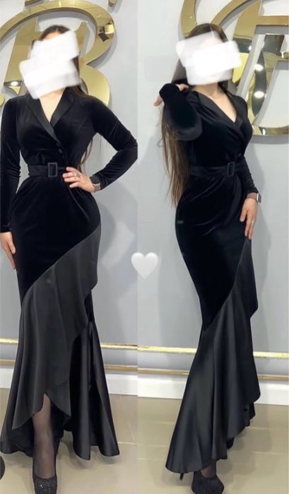 Нарядное платье. Велюр + атлас.