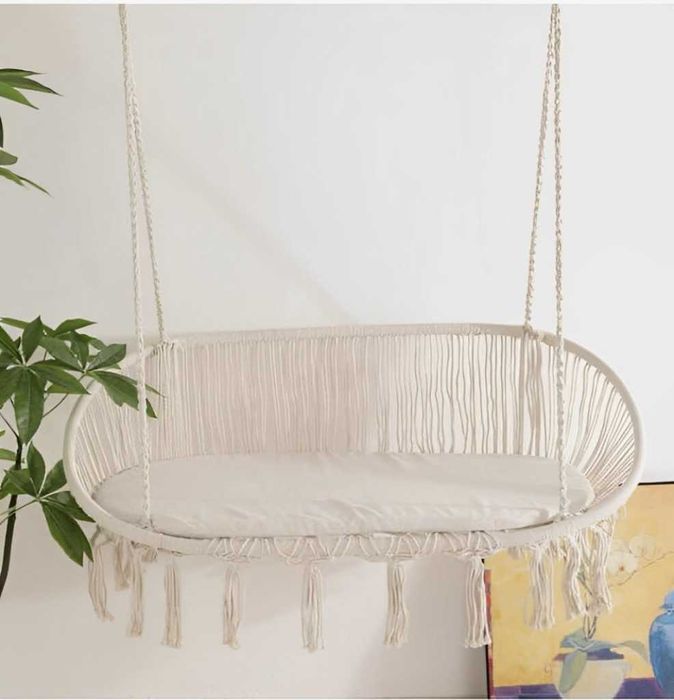 Двойна бежова градинска люлка за двама