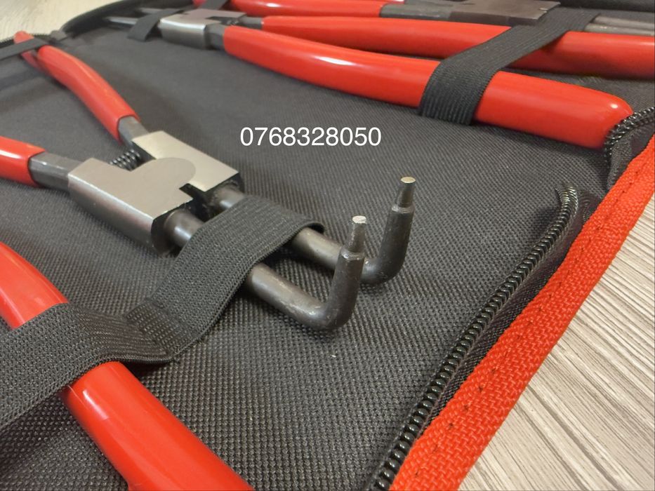 SET 4 Clesti Profesionali Pentru Sigurante SEEGER + Husă cu Fermoar