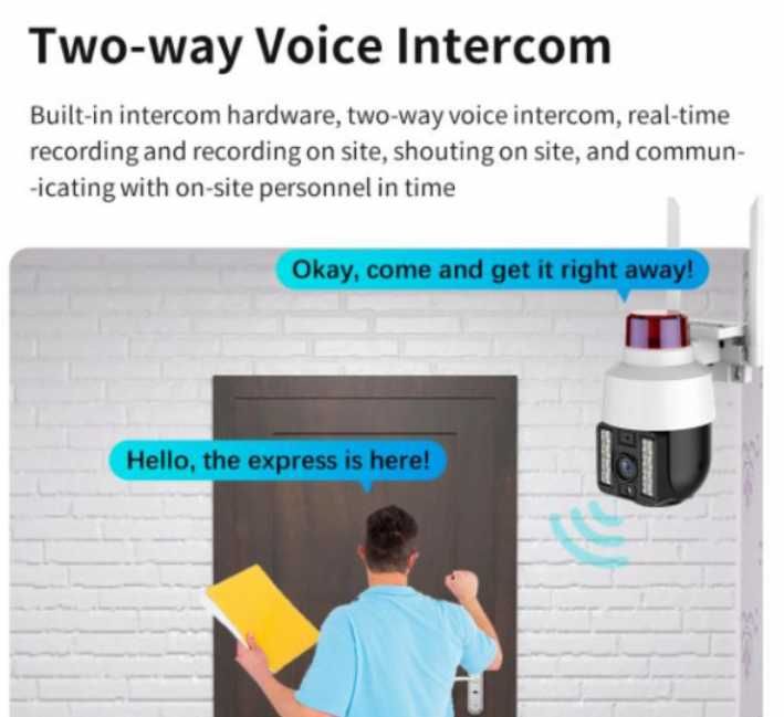 360° AutoTracking Камера WiFi Видеонаблюдение PIR Сензор Движение Водонепромокаема ULTRA FHD 8MP H.265X PTZ 5хZoom Следяща Камера PIR Цветна Нощем