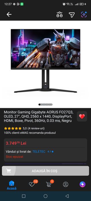 Monitor Oled Gaming 360 hz Gigabyte