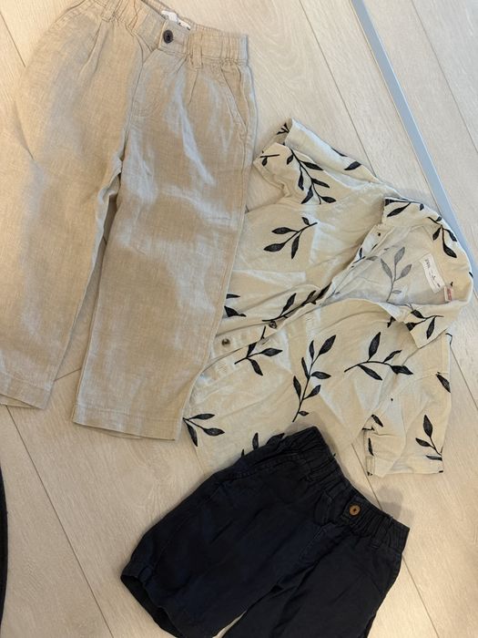 Set Zara din in: camasa / pantaloni lungi / scurti 4 ani