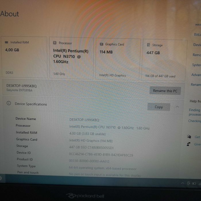 Лаптоп Packard Bell 15''