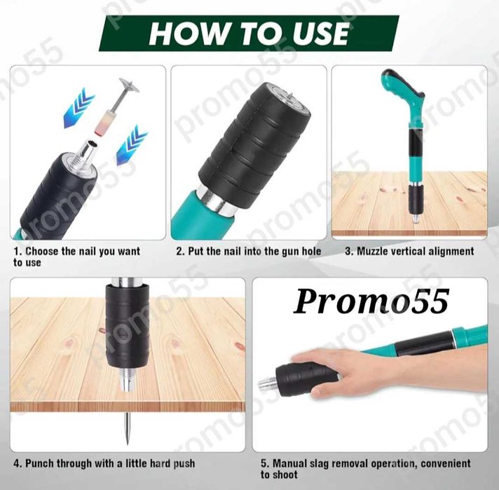 ПРОМО! Преносим Ръчен Пистолет за Пирони  в куфар с 50 пирона