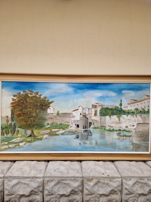 Превъзходна голяма антикварна авторска испанска картина