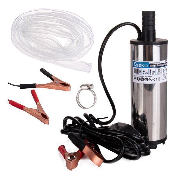 Потопяема помпа 60w 12v 25 л/мин. с маркуч 3 м за пренос на дизел и те