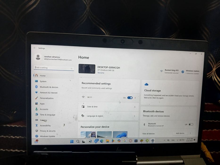 HP Notebook/Smmkart 8/256gb face ID / barmoq izi ochadi aybi batareya