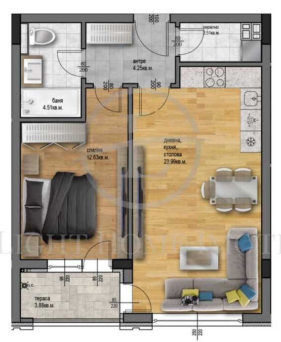 Продава се Двустаен апартамент в Пловдив, Остромила - 72 кв.м за 631 €/кв.м - Снимка #3