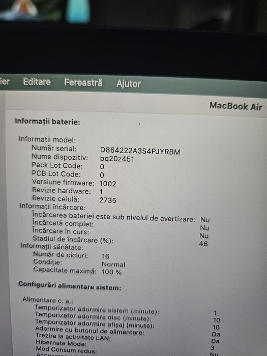 Apple Macbook air 13 8gb ca si nou