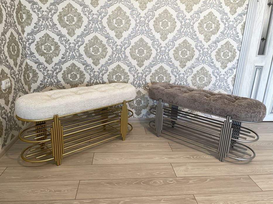 Дизайнерский пуфик. Пуфик с полкой для обуви.