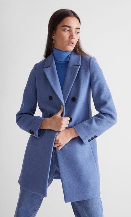 Stradivarius зимно палто в небесно син цвят Zara