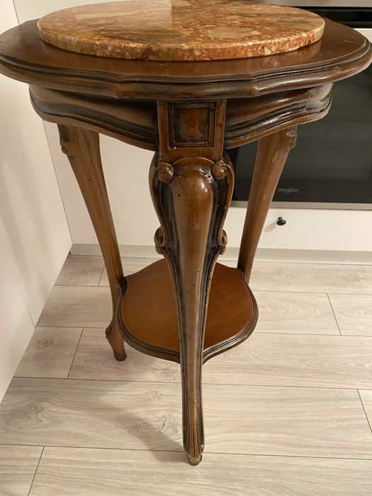 Comoda Piedestal Suport Marmura Lemn Masiv Vintage Sculpturi