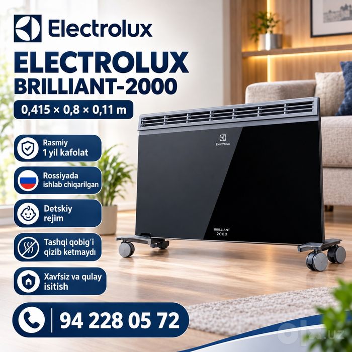 Electrolux Brilliant 2000 elektr isitkich 2000W — 25–30 m², konvektor,