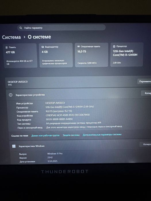 Игровой ноутбук Thunderobot 911S Core D